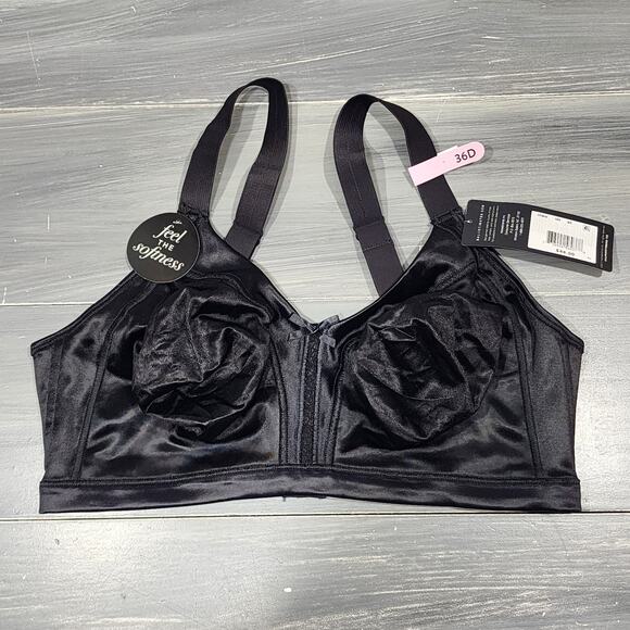 Bali Bra 36D Double Support Back Smoothing Wireless Cool Comfort DF0044 Black - Picture 1 of 11
